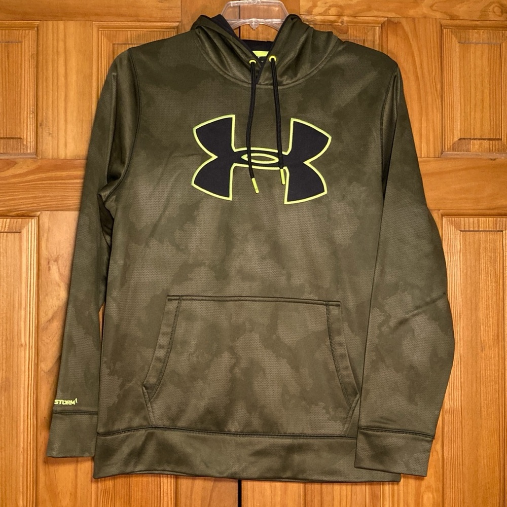 EUC Under Armour Storm1 Embroidered Large Logo Loose Hoodie Sweatshirt Camo M